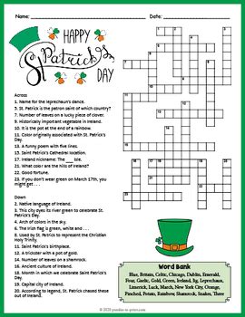 Patrick's day what brand of irish whiskey is mostly consumed in america during the celebration. No Prep Saint Patrick's Crossword Puzzle by Puzzles to Print | TpT