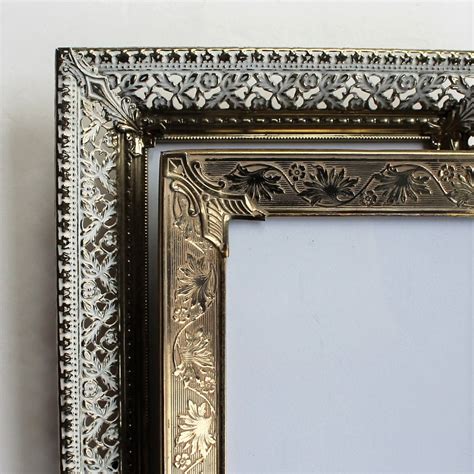Vintage 5x7 Gold Metal Brass Colored Photo Picture Frame Set Of 2 Frames Wide Ornate Openwork