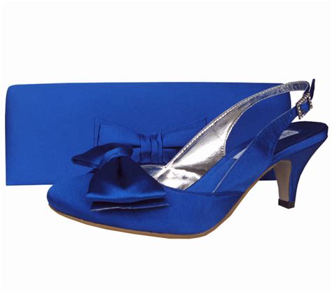 Twee Royal Blue Satin Ladies Shoes Evening Shoes Matching Shoes And Bags