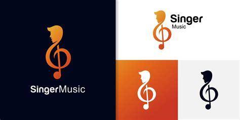 Vector Logo Of Singer Vocal Karaoke Choir With Music Notes Treble Clef