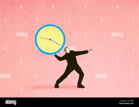Illustration Of Man Throwing Clock Symbolizing Deadline Stock Photo Alamy
