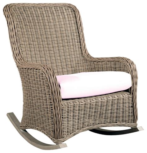 Hauser Coastal All Weather Wicker Rocking Chair With Cushion