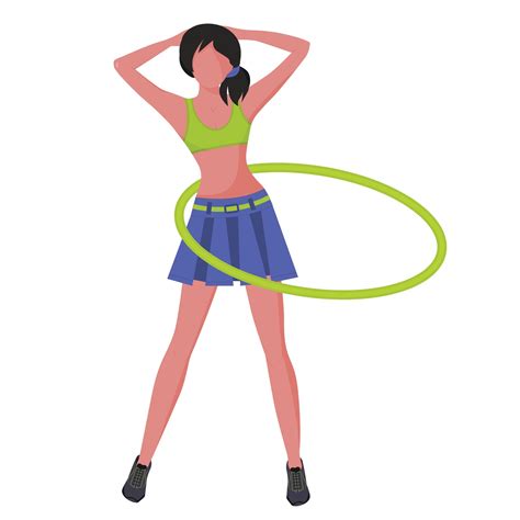 A Young Woman In A Sports Uniform Does Gymnastic Exercises Hula Hoop