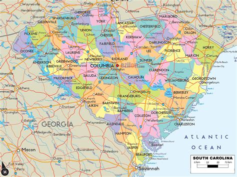 South Carolina Cities Map