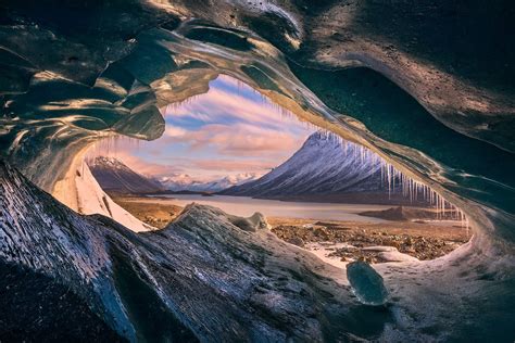 Icicle Cave Island Canada Mountains Cold Snowy Peak Frost Ice