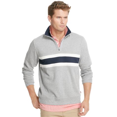 Download Izod Sweater Quarterzip Mock Neck Striped French Rib Knit ...