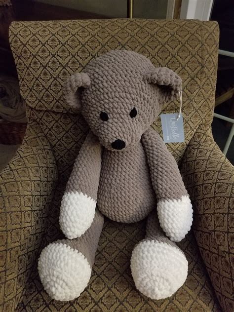 Large Handmade Crocheted Bear Plush Stuffed Animal Soft Baby Etsy