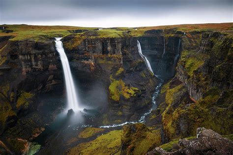 Haifoss And Granni Waterfalls In Iceland Photograph By Miroslav Liska