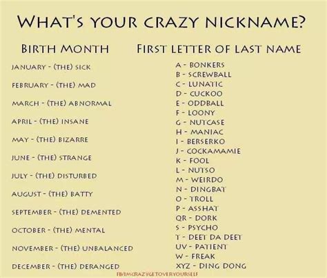 Whats Your Crazy Nickname Common Sense Evaluation Funny Nicknames