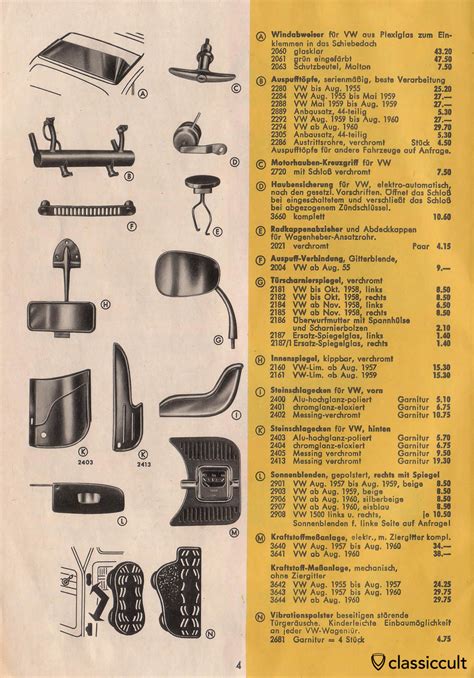 Vintage Vw Beetle Accessories Catalog 1957 1965 Classiccult