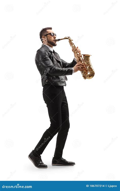 Young Handsome Man Playing A Saxophone Stock Photo Image Of Length