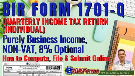 Bir Form 1701q Quarterly Income Tax Return For Individuals Youtube