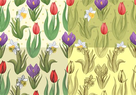 Seamless Tulip And Daffodil Patterns Free Photoshop Brushes At Brusheezy