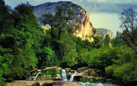 Sunset Waterfall Mountain Chile Nature Landscape Forest Summer Trees