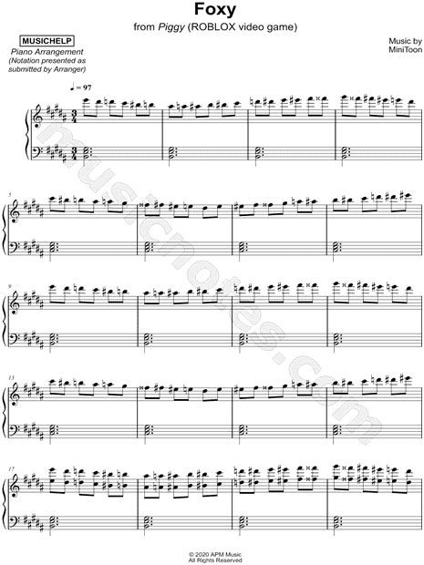 Musichelp Foxy Sheet Music Piano Solo In B Major Download And Print