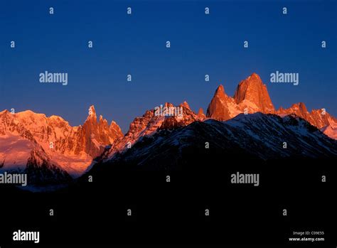 Sunrise At Cerro Torre Mountain 3128 M And Fitz Roy Mountain 3406 M