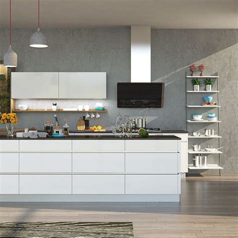 Gabinete De Cocina Moderno Alto Brillo Lacado Blanco Op16 L19 Mundo