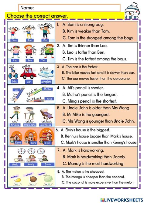 Comparatives And Superlatives Online Worksheet For Year 3 You Can Do