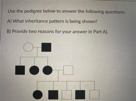 Solved Use The Pedigree Below To Answer The Following Chegg Com