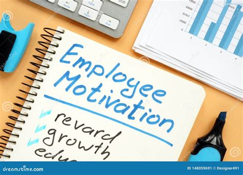 Employee Motivation Plan With Words Reward And Growth Stock Image