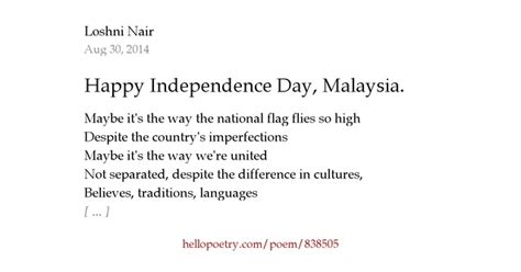 Happy Independence Day Malaysia By Ln Hello Poetry