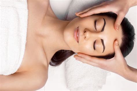Face Massage Close Up Of Young Woman Getting Spa Massage Treatment At Beauty Spa Salonspa Skin