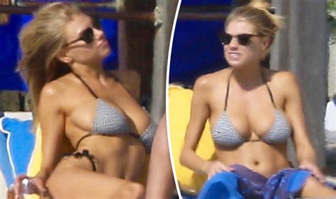 Charlotte Mckinney Displays Ample Bust As She Flaunts Curves In Sexy Striped Bikini Celebrity