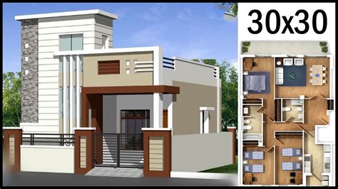 30 0x30 0 3d House Design With Layout Map 30x30 House Plan With Free
