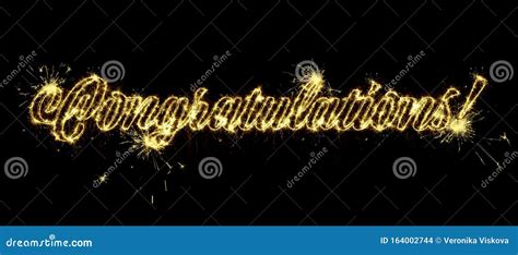 Congratulations Banner With Glitter Decoration And Fireworks Text