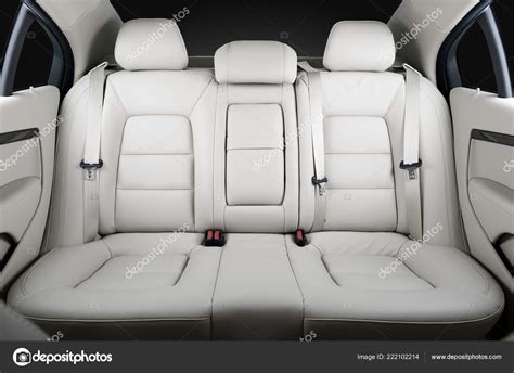 Back Passenger Seats Modern Luxury Car Frontal View White Leather