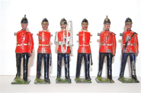 6 Pre War Britains Lead Line Infantry Band Soldiers Toy Soldiers