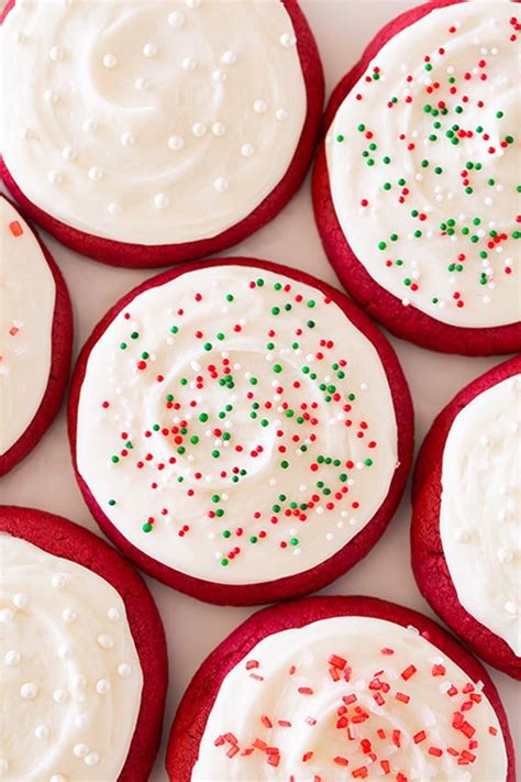 Frosted Red Velvet Sugar Cookies Cream Cheese Cookies Christmas