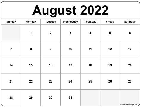 Cute Calendar Printable August 2022 January Calendar 2022