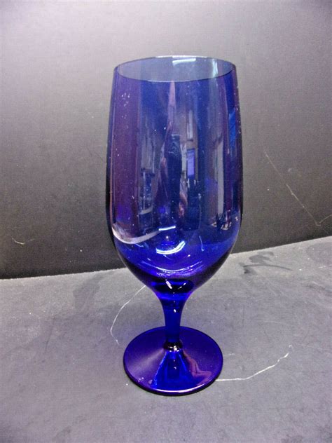 Vintage Cobalt Blue 16 Oz Crystal Water Goblet Etsy