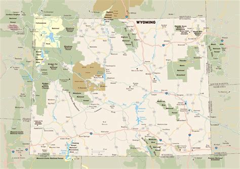 Vidiani Com Large Detailed Map Of Wyoming With National Parks