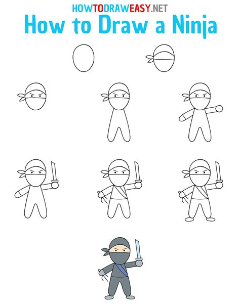 How To Draw A Ninja Step By Step Drawing Lessons For Kids Art