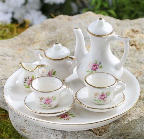 Pink Rose Miniature Porcelain Tea Set Miniature Tea Set Tea Set