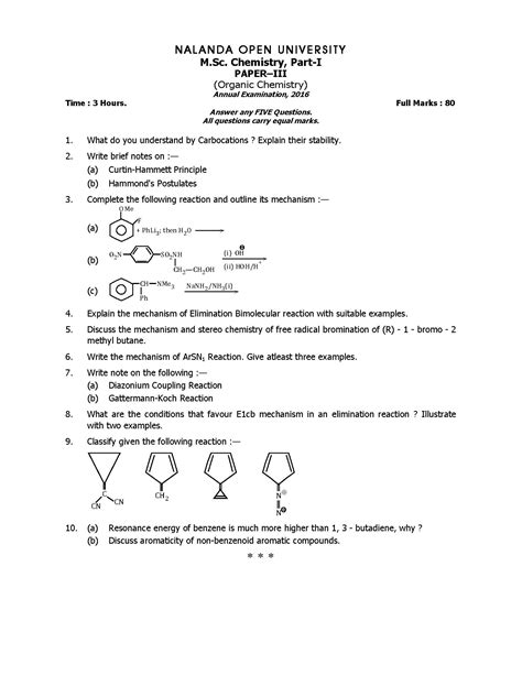 Nalanda Open University M Sc Chemistry Organic Chemistry Part I