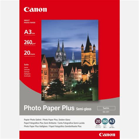 Papier Photo Satiné A3 Canon Sg 201 20 Feuilles Dans Papier Photo