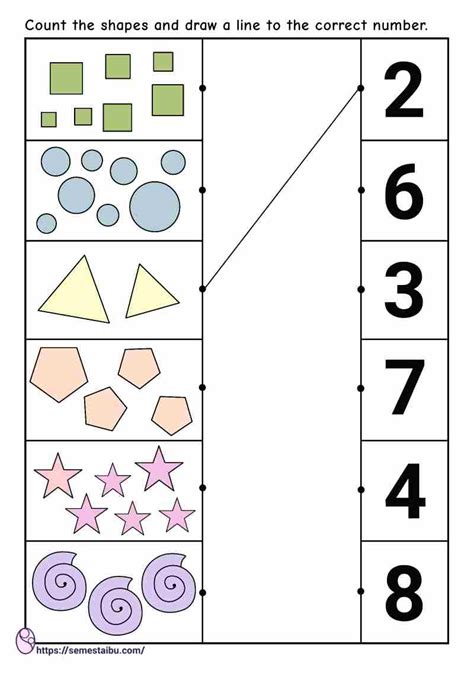 Counting Shapes Drawing Straight Lines Fc Kindergarten Worksheets