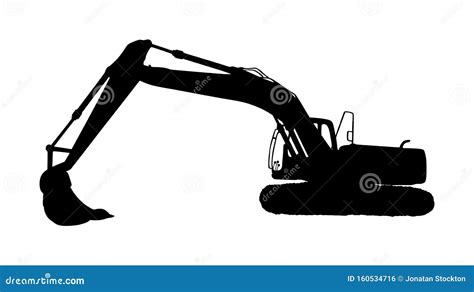 Big Bulldozer Wheel Loader Vector Silhouette Isolated On White Dusty