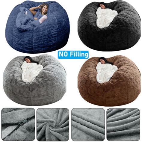 Giant Ft Bean Bag Chair Lazy Sofa Cover Living Room Microsuede Foam Furniture Ebay