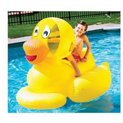 Swim Central 60 Inflatable Giant Ducky 1 Person Swimming Pool Ride On Float Toy Yellow