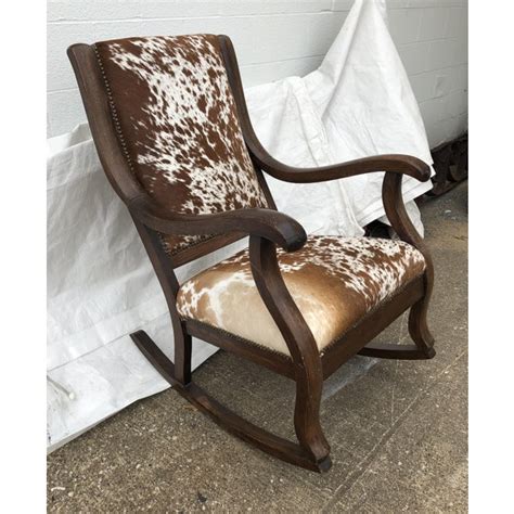 The cost of hide is not included in the price. 1930s Vintage Natural Cowhide Rocking Chair | Chairish