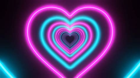 Neon Lights Love Heart Fast Tunnel Moving Romantic Background Loop Tiktok Instagram Youtube