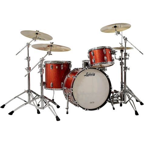 Ludwig Classic Maple 3 Piece Shell Pack With 24 Bass Drum Red Sparkle