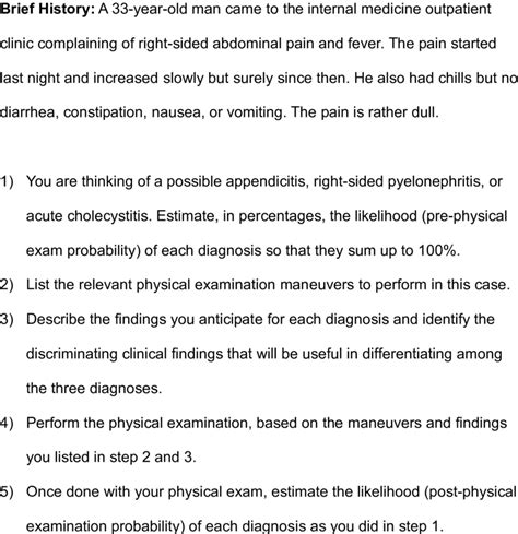 Example Of A Case Scenario For Abdominal Pain Download Table