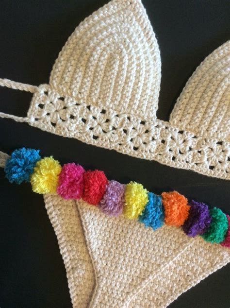 Love Pompom Crochet Boho Bikini Bottoms 100cotton Etsy In 2021