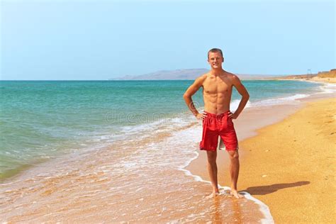 Man Standing On The Beach Stock Image Image Of Leisure