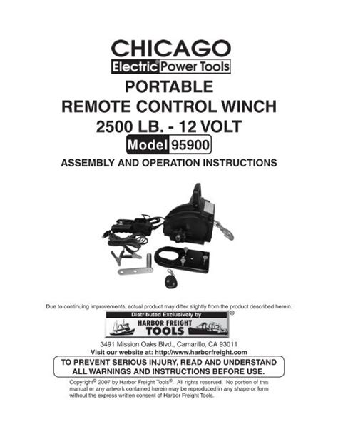 Portable Remote Control Winch 2500 Lb 12 Volt Harbor Freight Tools